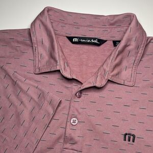 Travis Mathew Golf Polo‎ Mauve Pink Dash Print Short Sleeve Stretch Men's M